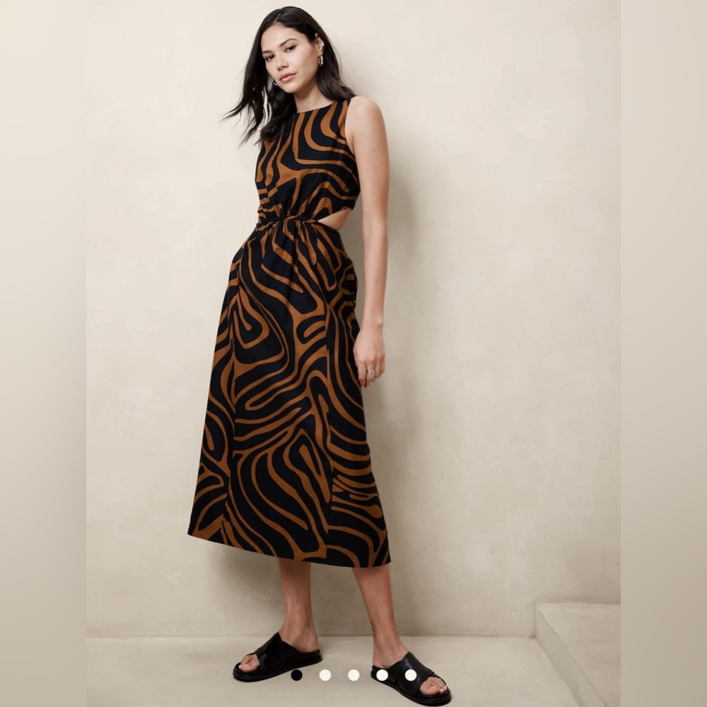 Banana Republic linen blend cutout midi dress